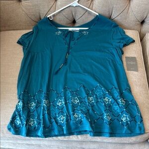 Anthropologie Teal Floral Blouse